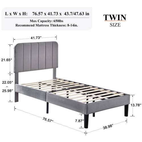 Vecelo upholstered bed frame - vecelo,